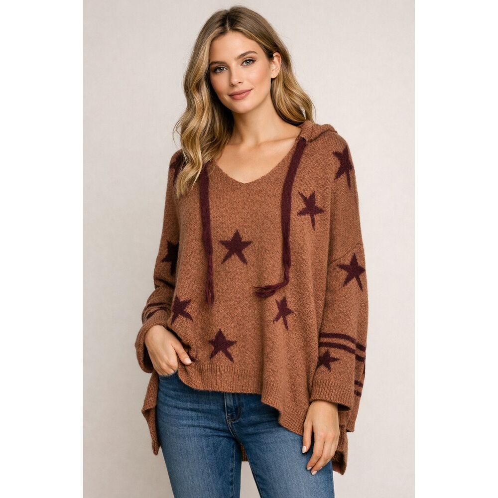 POL Star Hooded Star Sweater Size Small